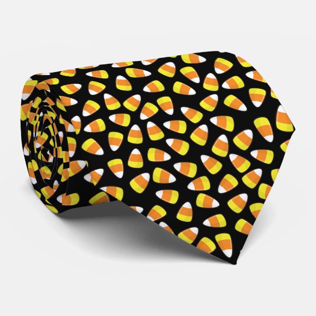 Candy Corn Halloween pattern Tie (Rolled)