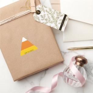 Candy Corn Halloween Personalized Triangle Sticker