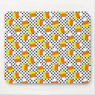 Candy Corn Halloween Polka Dot Mousepad