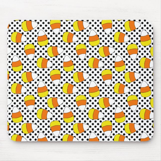 Candy Corn Halloween Polka Dot Mousepad (Front)