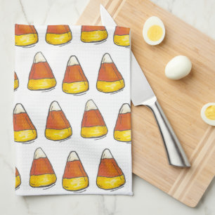 Candy Corn Halloween Thanksgiving Trick or Treat Kitchen Towel