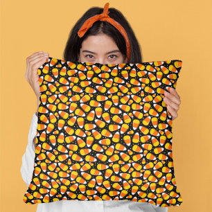 Candy Corn Halloween Throw Pillow