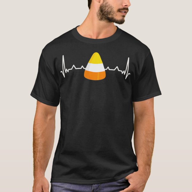 Candy Corn Heartbeat Funny Maize Farmer Farming T-Shirt (Front)