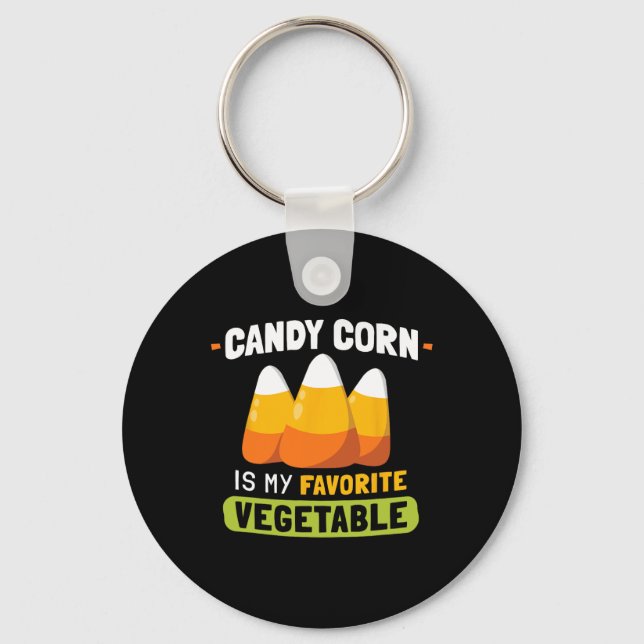 Candy Corn Is My Favourite Vegetable Funny Hallowe Keychain (Front)