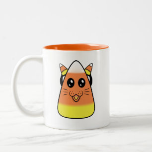 Candy Corn Kitty Two-Tone Coffee Mug