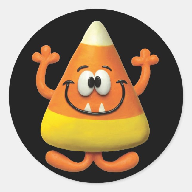 Candy Corn Monster Classic Round Sticker (Front)