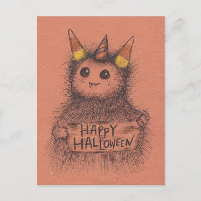 Candy Corn Monster Halloween Postcard (Front)