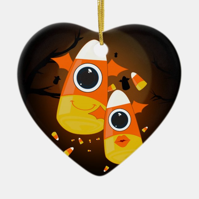 Candy Corn Monsters Ceramic Ornament (Front)