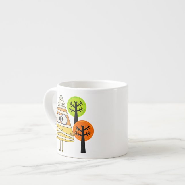 Candy Corn Mummy Halloween Espresso Cup (Front Left)