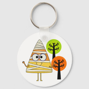 Candy Corn Mummy Halloween Keychain