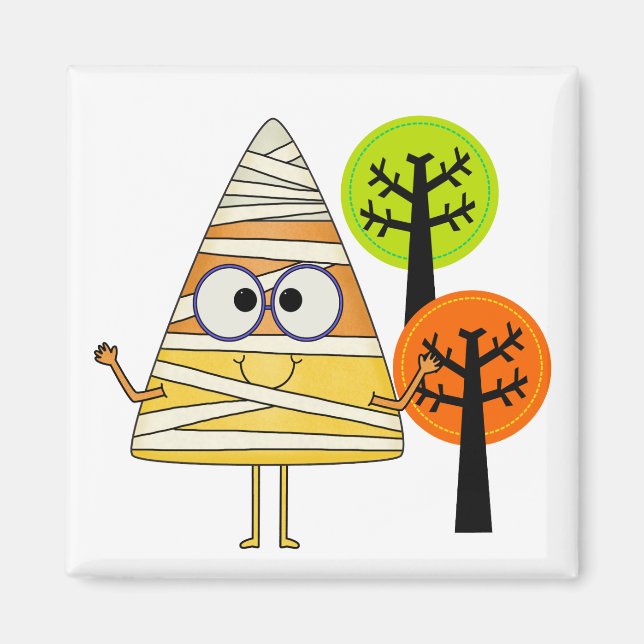 Candy Corn Mummy Halloween Magnet (Front)