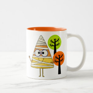 Candy Corn Mummy Halloween Two-Tone Coffee Mug