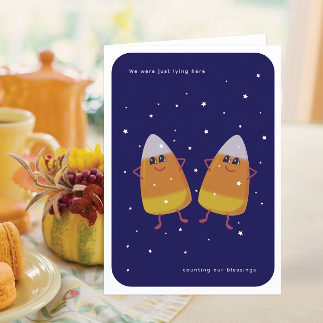 Candy Corn Pair "Counting Our Blessings" Fall  Holiday Card (Creator Uploaded)