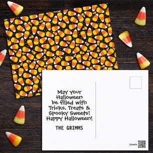 Candy Corn Pattern Halloween Holiday Postcard