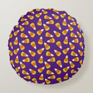 Candy Corn Pattern Round Pillow
