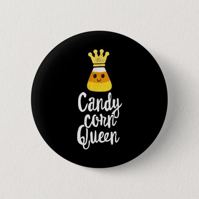 Candy Corn Queen Cute Halloween Kawaii Crown  2 Inch Round Button (Front)