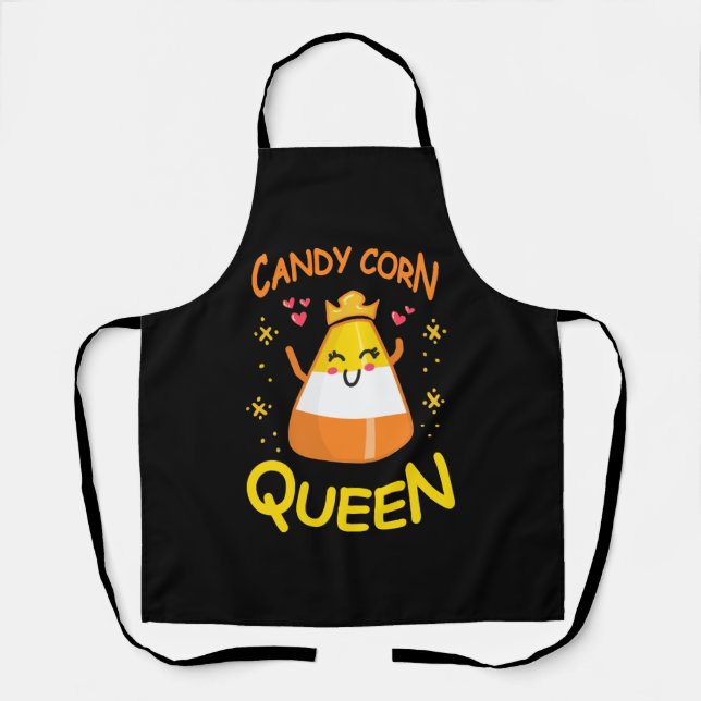 Candy Corn Queen Cute Halloween Kawaii Crown Apron (Front)