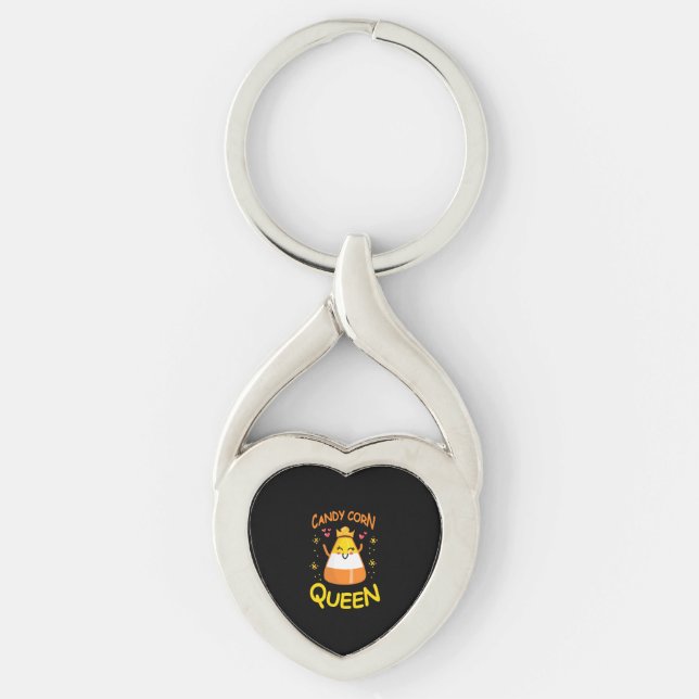 Candy Corn Queen Cute Halloween Kawaii Crown Keychain (Front)