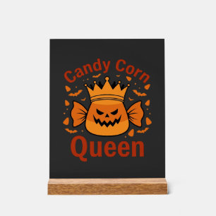 Candy Corn Queen Halloween Crown Bats_1 Acrylic Sign