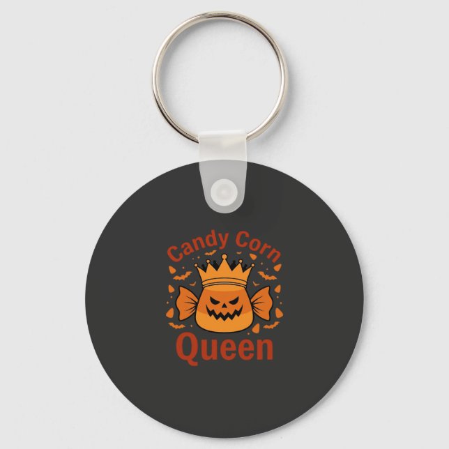 Candy Corn Queen Halloween Crown Bats_1 Keychain (Front)