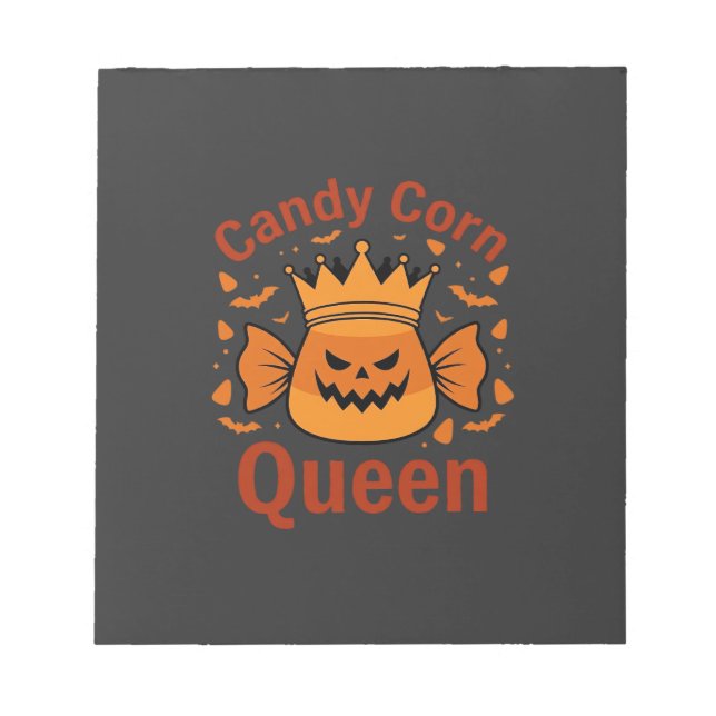 Candy Corn Queen Halloween Crown Bats_1 Notepad (Front)
