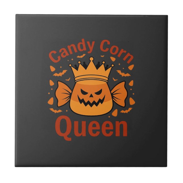 Candy Corn Queen Halloween Crown Bats_1 Tile (Front)
