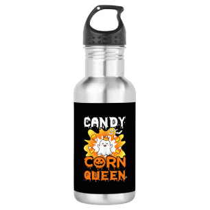 Candy Corn Queen Halloween Ghost Bats Spider Web 532 Ml Water Bottle