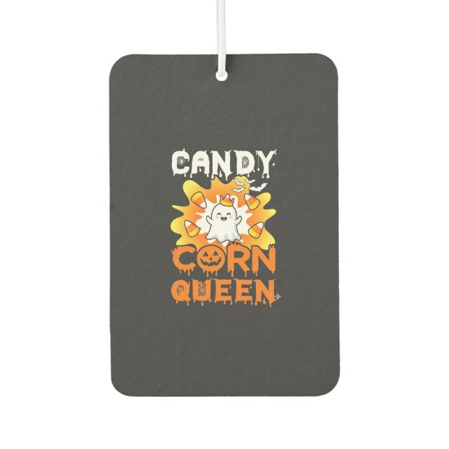 Candy Corn Queen Halloween Ghost Bats Spider Web Air Freshener (Front)