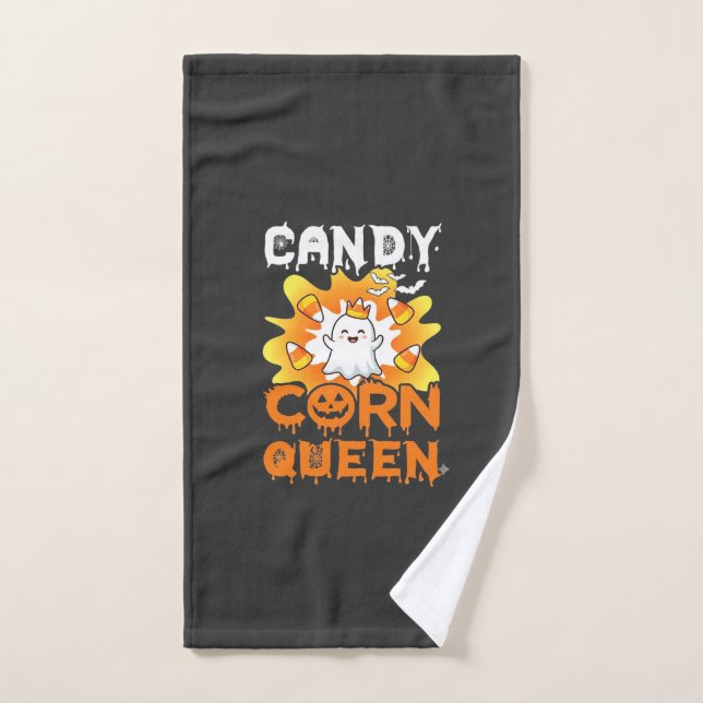 Candy Corn Queen Halloween Ghost Bats Spider Web Hand Towel (Hand Towel)