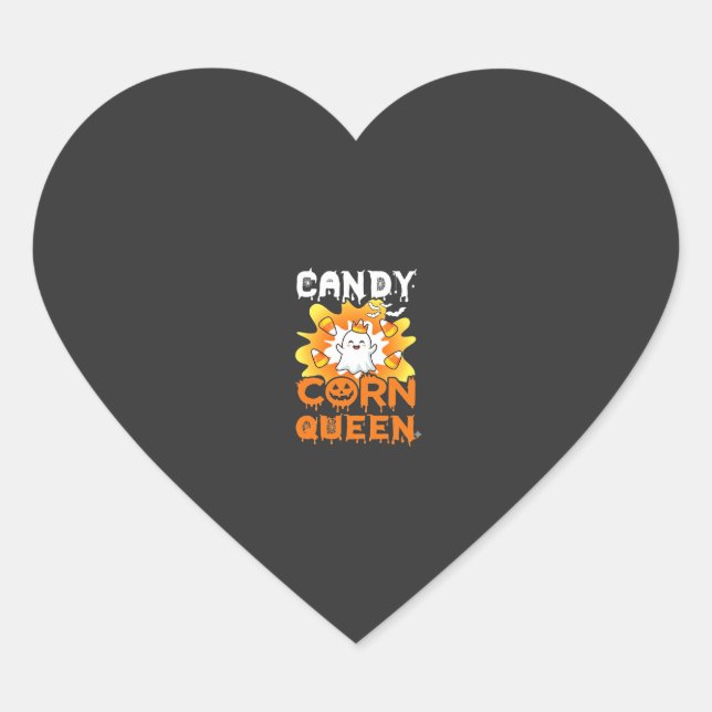 Candy Corn Queen Halloween Ghost Bats Spider Web Heart Sticker (Front)
