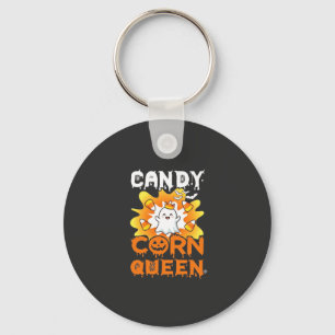 Candy Corn Queen Halloween Ghost Bats Spider Web Keychain