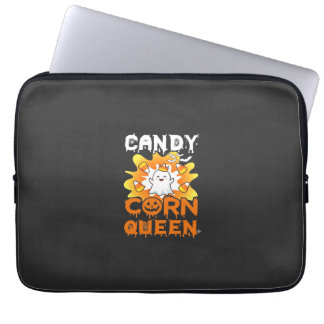 Candy Corn Queen Halloween Ghost Bats Spider Web Laptop Sleeve