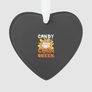 Candy Corn Queen Halloween Ghost Bats Spider Web Ornament