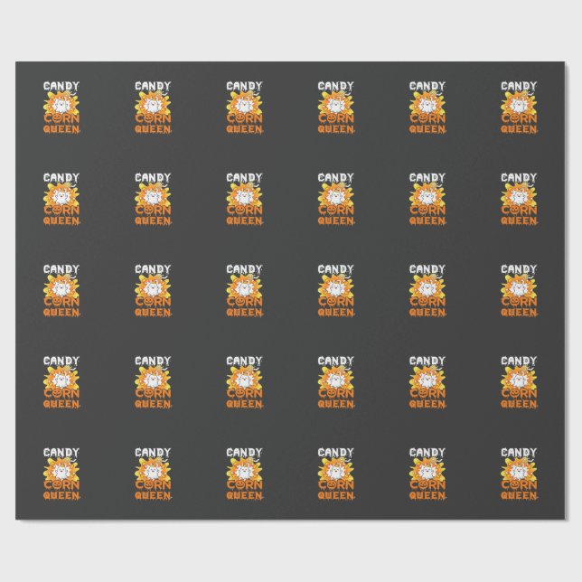 Candy Corn Queen Halloween Ghost Bats Spider Web Wrapping Paper (Flat)