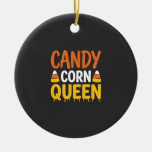 Candy Corn Queen Halloween Graphic_1 Ceramic Ornament