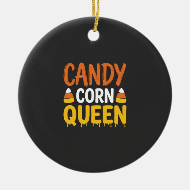 Candy Corn Queen Halloween Graphic_1 Ceramic Ornament (Front)
