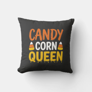 Candy Corn Queen Halloween Graphic_1 Throw Pillow