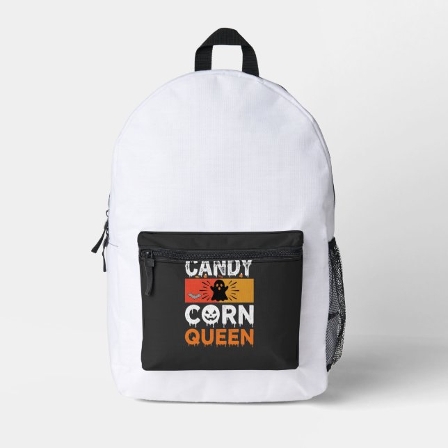 Candy Corn Queen Halloween SVG Design Printed Backpack (Front)