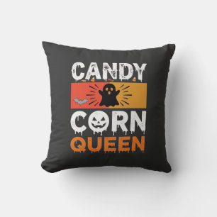Candy Corn Queen Halloween SVG Design Throw Pillow