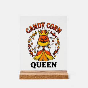 Candy Corn Queen Vintage Halloween Candy Shirt Art Acrylic Sign