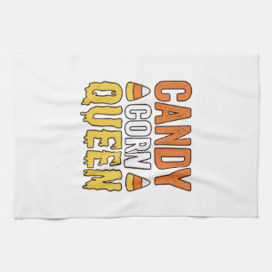Candy Corn Queen Vintage Halloween T-Shirt Design_ Kitchen Towel