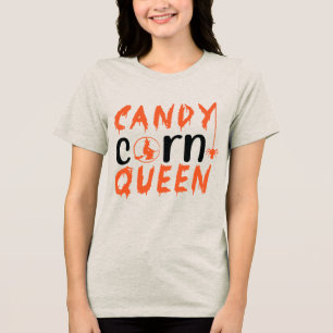 Candy Corn Queen Witch Halloween Tri-Blend Shirt
