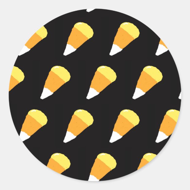 Candy Corn Round Stickers (Yellow, Orange & White) (Front)