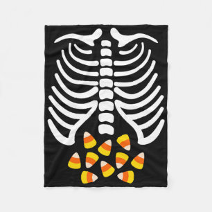 Candy Corn Skeleton Rib Cage Halloween Costume Fleece Blanket