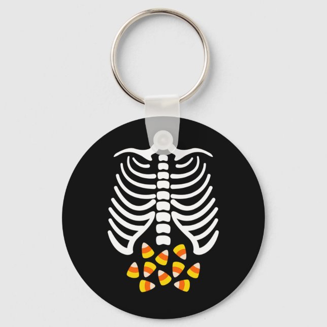 Candy Corn Skeleton Rib Cage Halloween Costume  Keychain (Front)