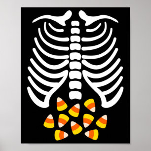 Candy Corn Skeleton Rib Cage Halloween Costume Poster