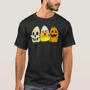 Candy Corn Skeleton Skull Pumpkin Fun Halloween Co T-Shirt