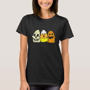 Candy Corn Skeleton Skull Pumpkin Fun Halloween Co T-Shirt