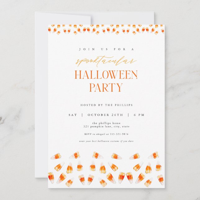 Candy Corn Spooktacular Halloween Party Invitation (Devant)