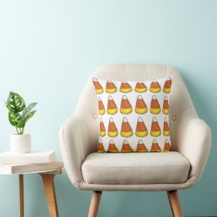 Candy Corn Thanksgiving Halloween Autumn Fall Throw Pillow